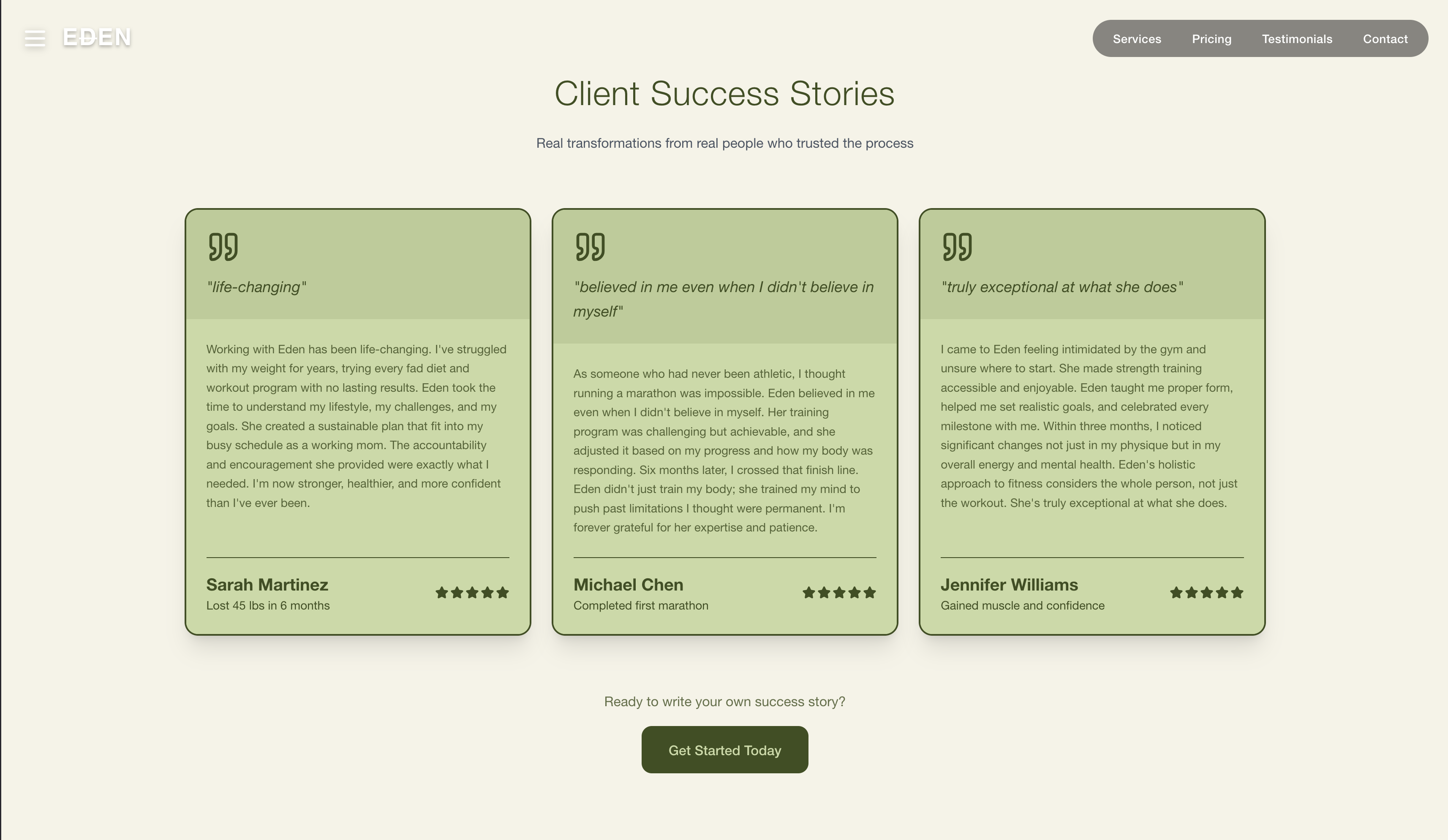 Client testimonials