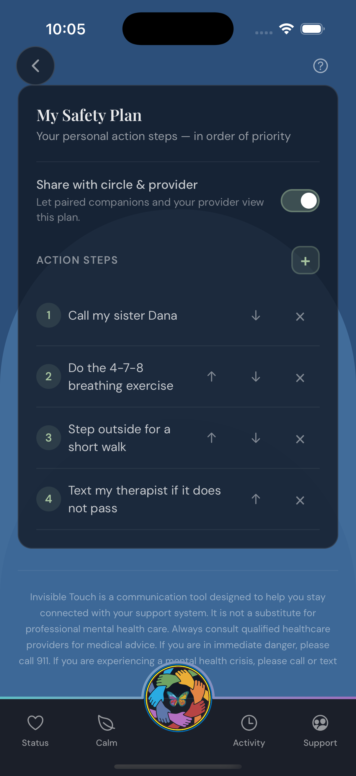 Personal safety plan editor