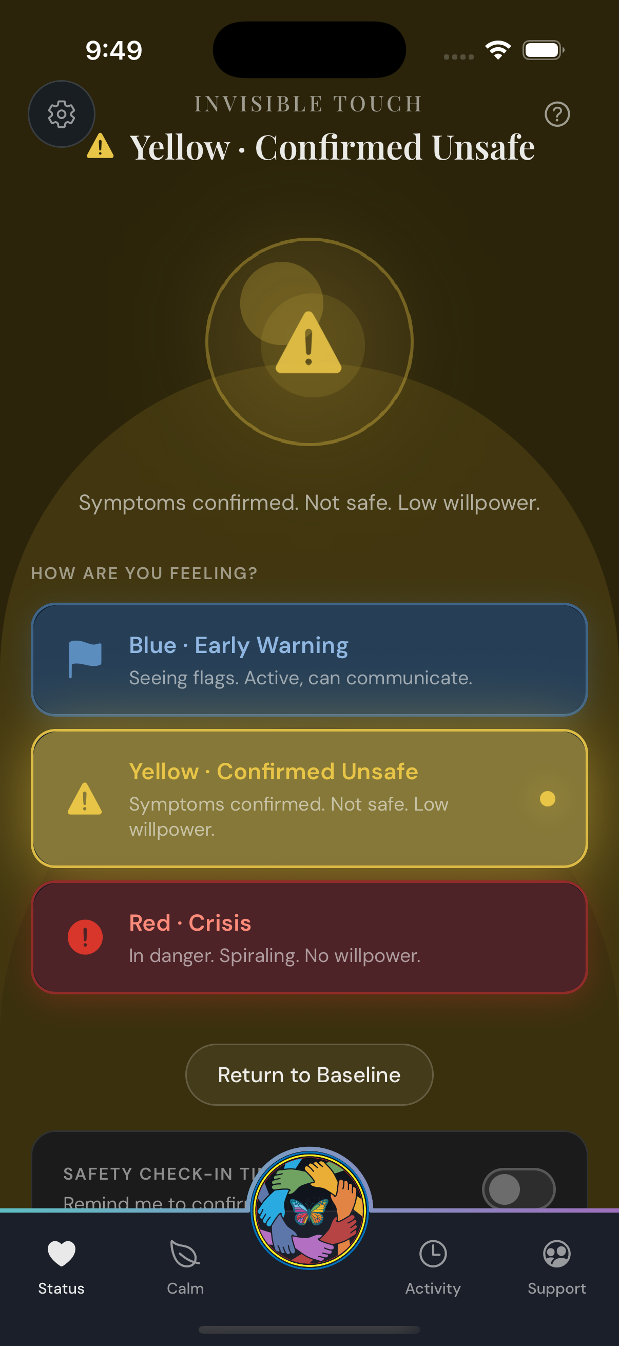 Yellow, Confirmed Unsafe status